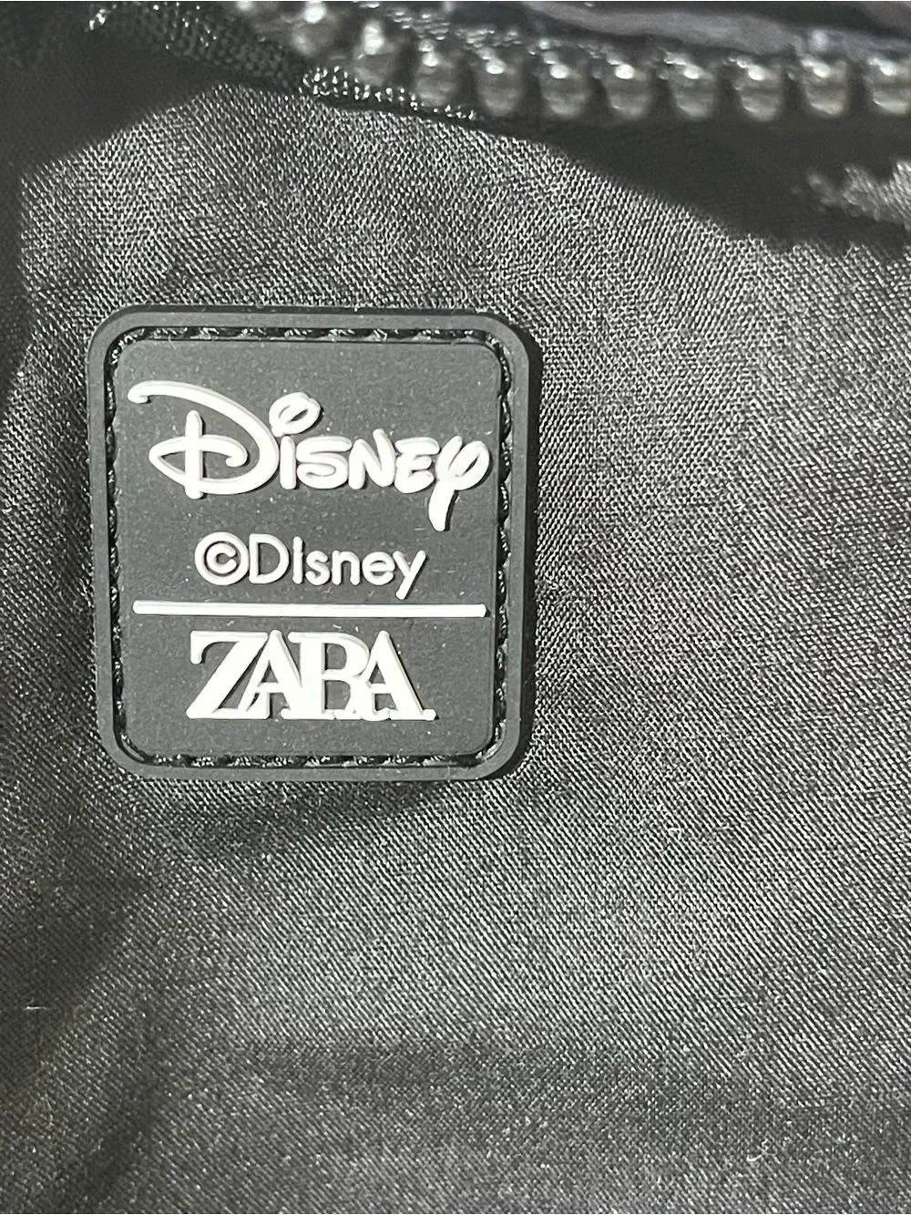 Zara Black Mini Backpack with White Mickey Line Graphic